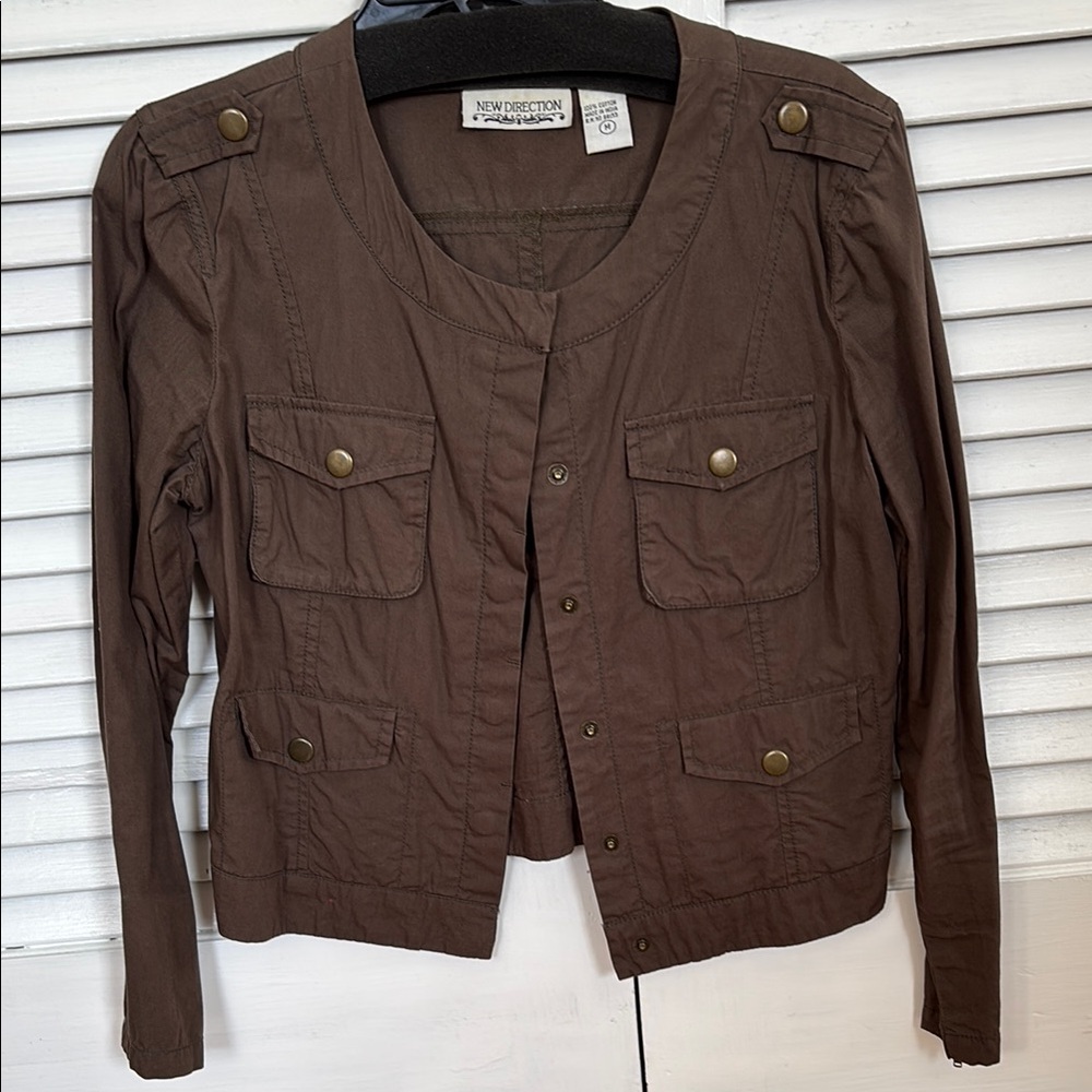 New Direction Brownish olive snap blazer